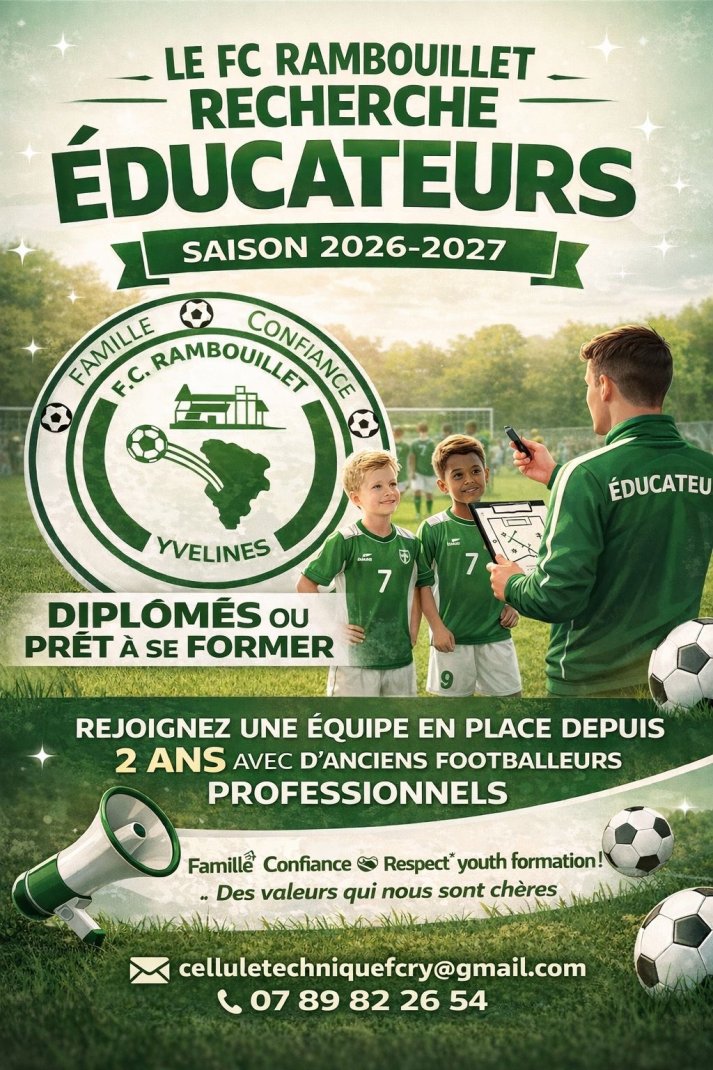 REJOIGNEZ L'AVENTURE : LE FC RAMBOUILLET RECRUTE SES FUTURS ÉDUCATEURS !