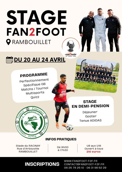 Les stages FAN2FOOT reviennent à Rambouillet à l’occasion des vacances d’Avril !